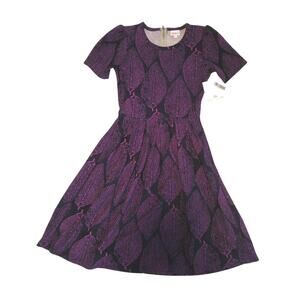 LuLaRoe Purple Leaf Print Amelia Dress - New With Tags - XS